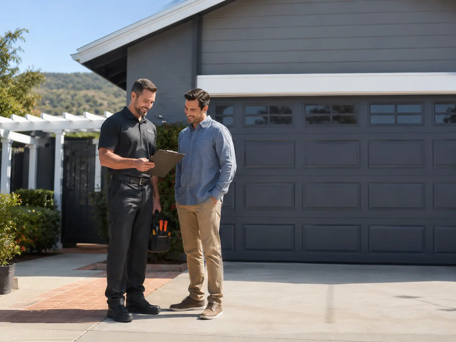 Completed residential garage door installation in the Simi Valley area