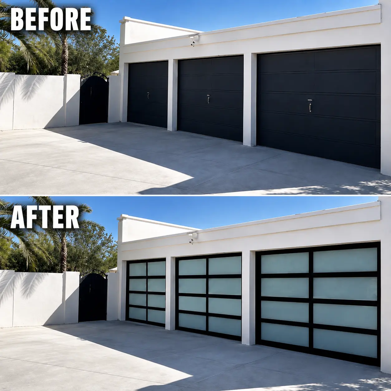 Completed modern garage door upgrade