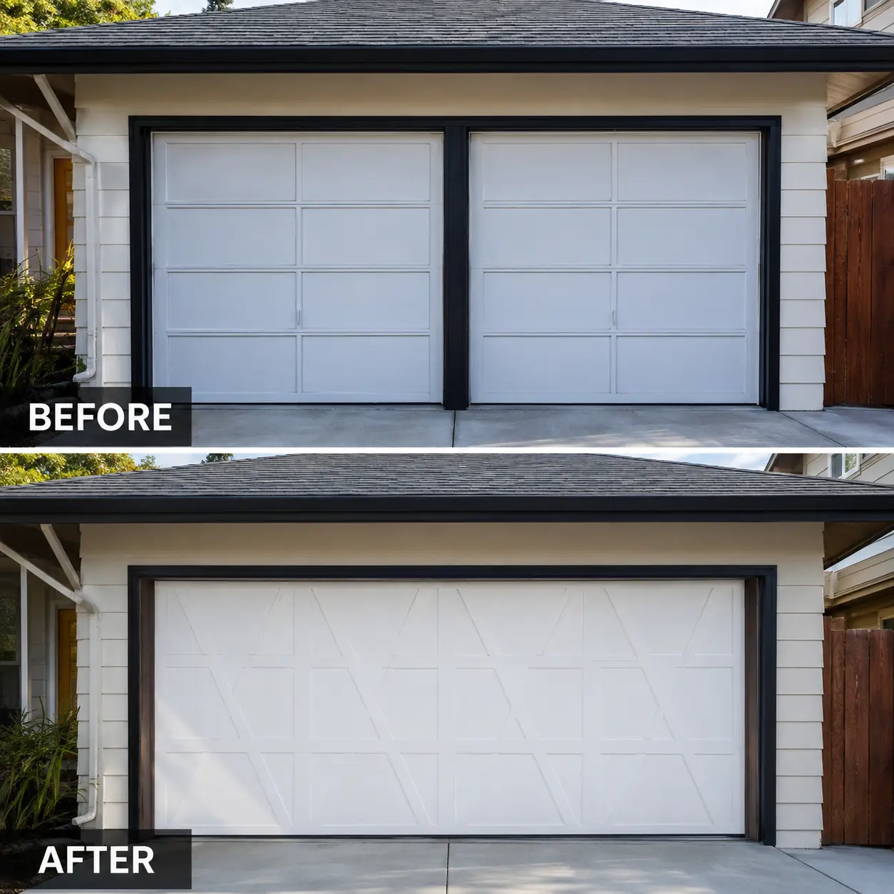 Completed garage door replacement project